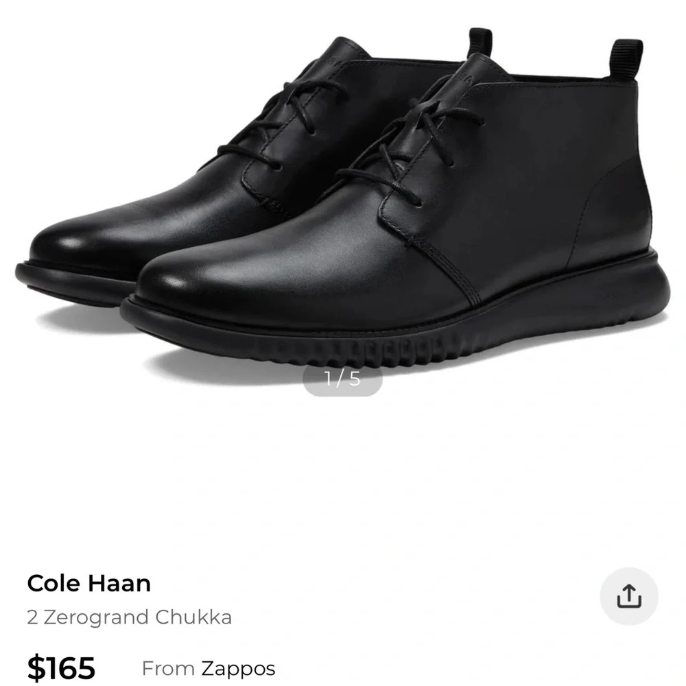 Cole Haan Men's 2.ZEROGRAND Black Leather Lightweight Size 12 Chukka Boot E8